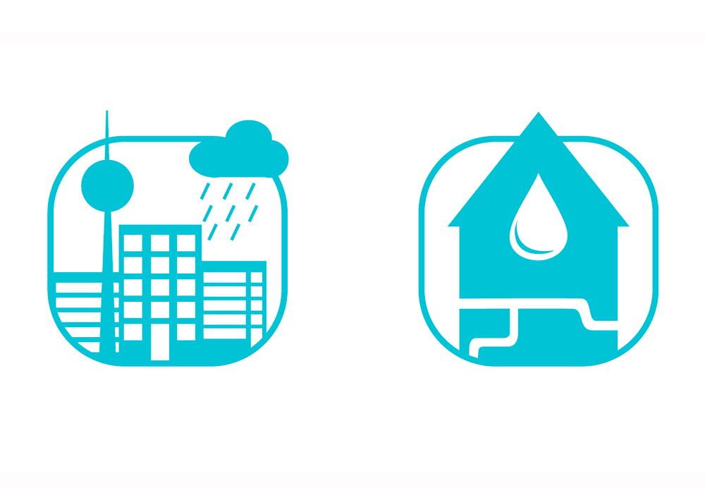 Icons zu wissenschaftlichen Themen Wasser in der Stadt