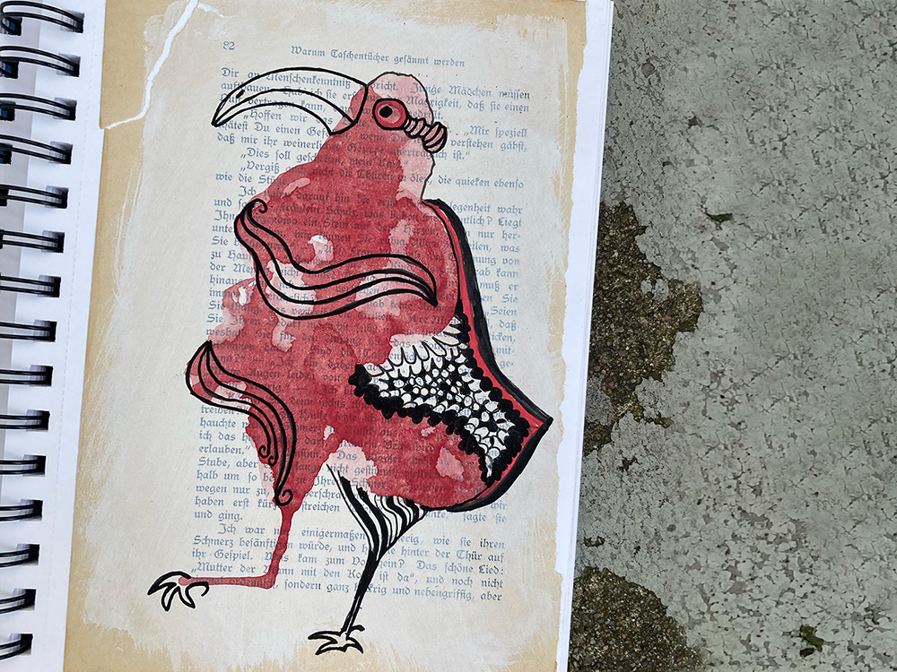 Ciconia Aquarellus ist die Illustration eines storchenähnlichen Vogels