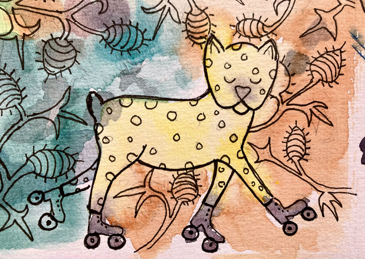 Mediaval French Bull Terrier on Rollerskates