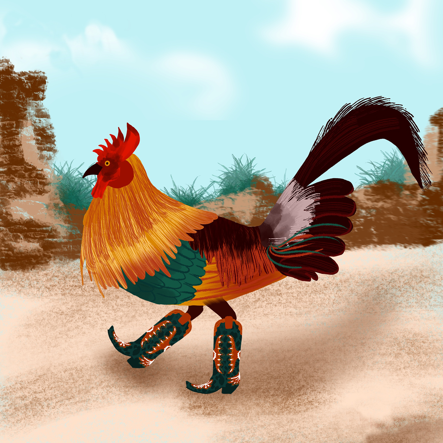 Birds with shoes: Red Jungle Fowl